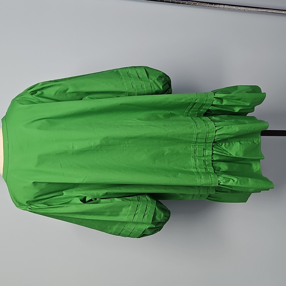 Sugarlips Curve Velma Balloon Sleeve Ruffle Shift Dress: Green: Size- 2X - Picture 9 of 14